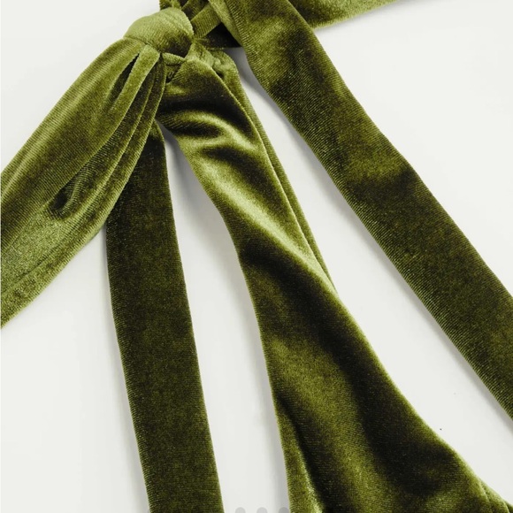 Cider Olive Green Midi Dress velvet ren faire cosplay cottagecore - Picture 7 of 9